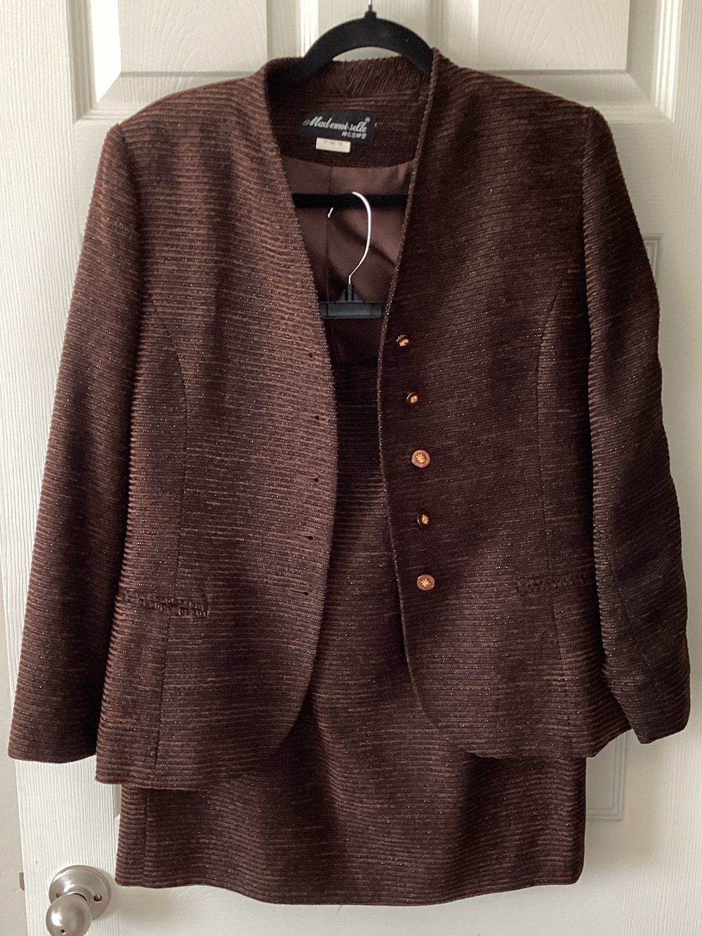 Madewell Brown Tweed Suit Jacket and Skirt Set